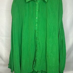 PrettyLittleThing Green Button-Up plisse set